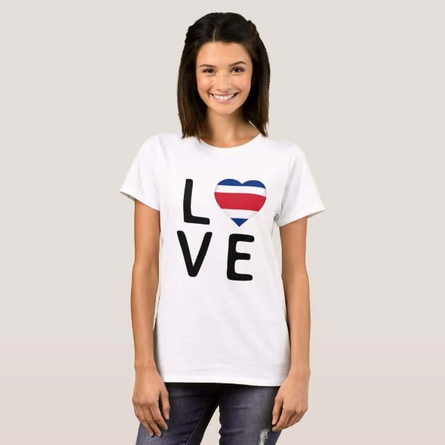 Kärlek - Costa Rica Flagga T Shirt (Hel framsida)