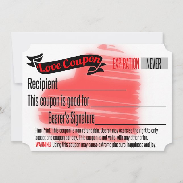 Kärlek Coupon BLANK Inbjudningar (Framsida)
