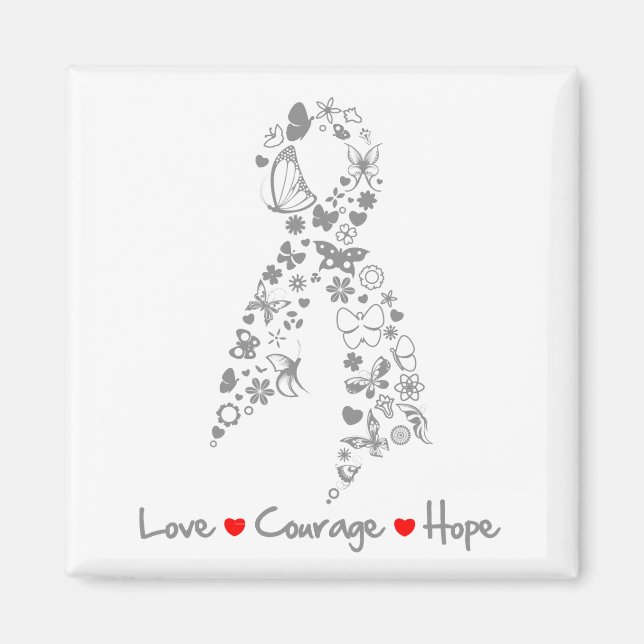 Kärlek Courage Hope Butterfly - Brain Cancer Magnet (Framsidan)