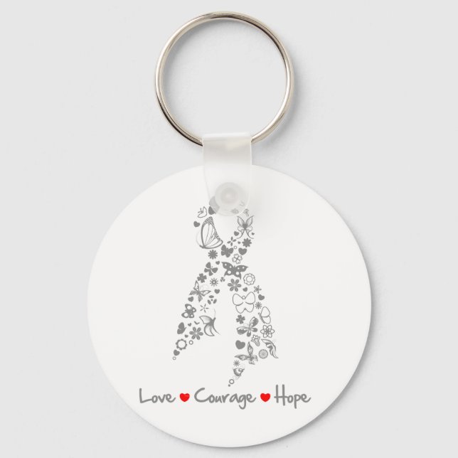 Kärlek Courage Hope Butterfly - Brain Cancer Nyckelring (Framsida)