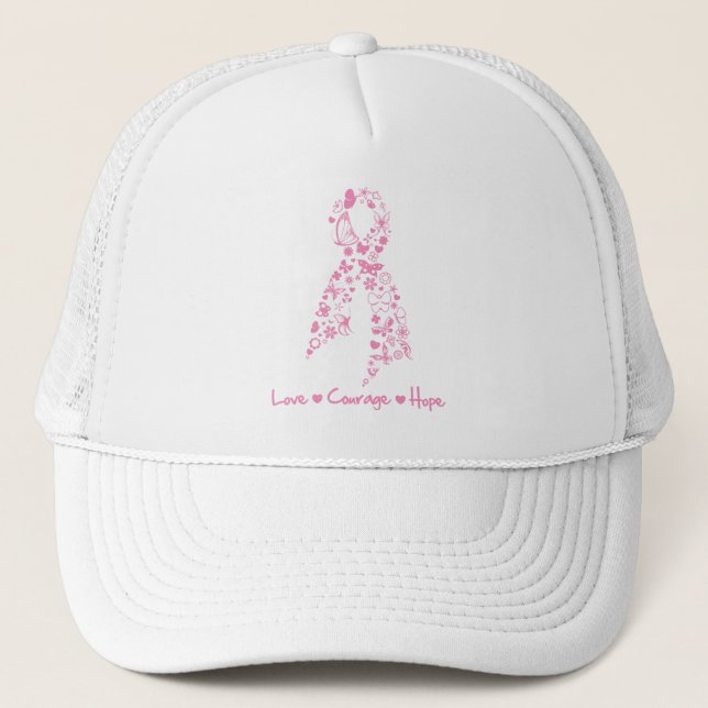 Kärlek Courage Hope Butterfly - Breast Cancer 2 Truckerkeps (Framsida)