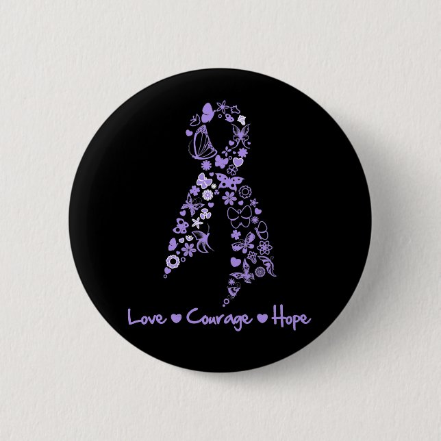 Kärlek Courage Hope Butterfly - General Cancer Knapp (Framsida)