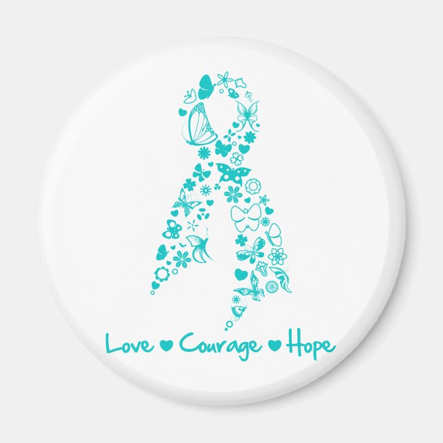 Kärlek Courage Hope Butterfly - Gynekologisk cance Magnet (Framsidan)