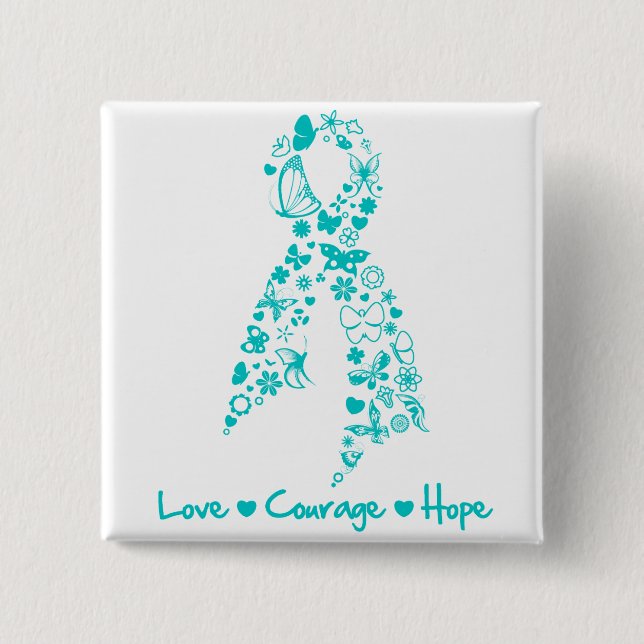 Kärlek Courage Hope Butterfly - Ovarian Cancer Knapp (Framsida)
