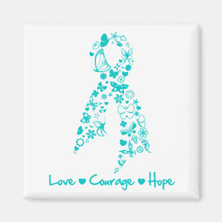 Kärlek Courage Hope Butterfly - Ovarian Cancer Magnet