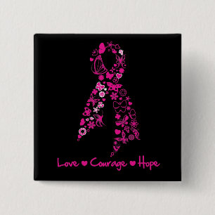 Kärlek Courage Hope Butterfly Ribbon - Breast Canc Knapp