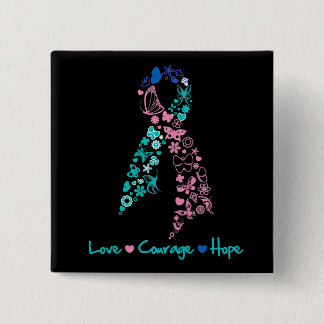 Kärlek Courage Hope Butterfly - Thyroid Cancer Knapp