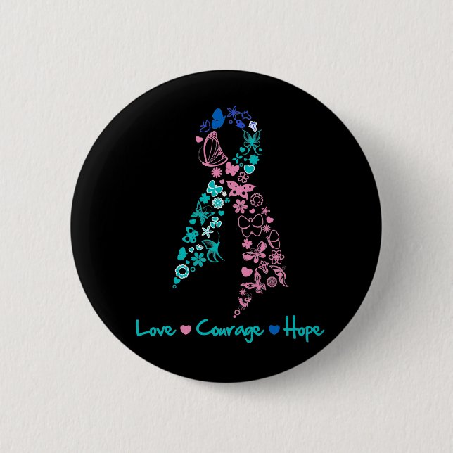 Kärlek Courage Hope Butterfly - Thyroid Cancer Knapp (Framsida)