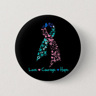 Kärlek Courage Hope Butterfly - Thyroid Cancer Knapp