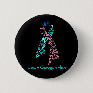 Kärlek Courage Hope Butterfly - Thyroid Cancer Knapp