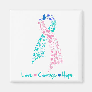 Kärlek Courage Hope Butterfly - Thyroid Cancer Magnet