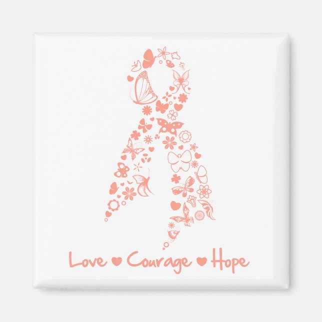 Kärlek Courage Hope Butterfly - Uterine Cancer Magnet (Framsidan)