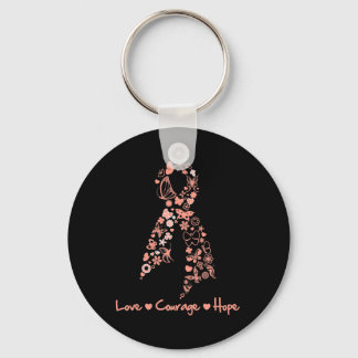 Kärlek Courage Hope Butterfly - Uterine Cancer Nyckelring