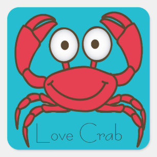 Kärlek Crab Sticker Fyrkantigt Klistermärke