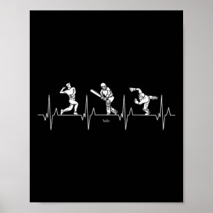 Kärlek Cricket - Bowling Heartbeat Rolig Cricket Poster