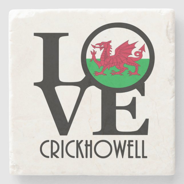 KÄRLEK Crickhowell Wales Stenunderlägg (Framsidan)