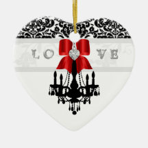 KÄRLEK Cristmas Chandelier Heart Bow Ornament Red