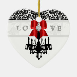 KÄRLEK Cristmas Chandelier Heart Bow Ornament Red
