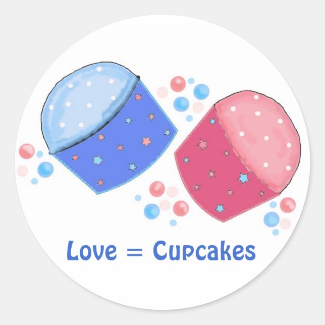 Kärlek = Cupcakes Runt Klistermärke (Framsida)