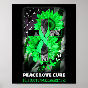 Kärlek Cura Gallgångscancer Medvetenhet Solros Poster
