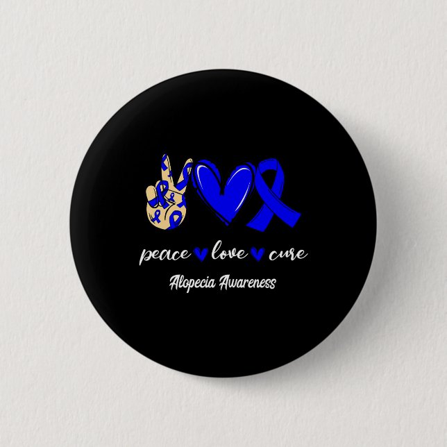 Kärlek Cure Alopecia Blue Ribbon Awareness Knapp (Framsida)