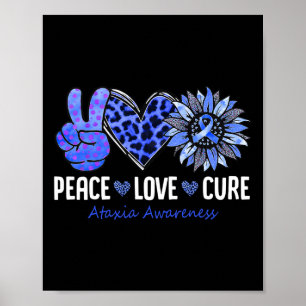 Kärlek Cure Ataxi Awareness Month Blue Sunblomma R Poster