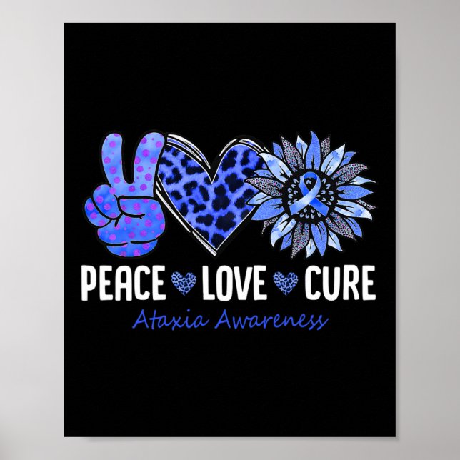Kärlek Cure Ataxi Awareness Month Blue Sunblomma R Poster (Framsidan)