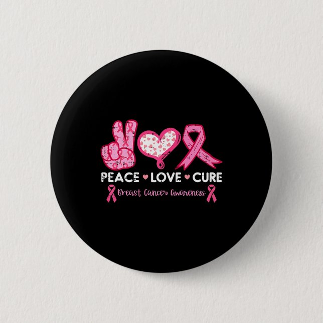 Kärlek Cure Breast Cancer Awareness Fight Survivor Knapp (Framsida)