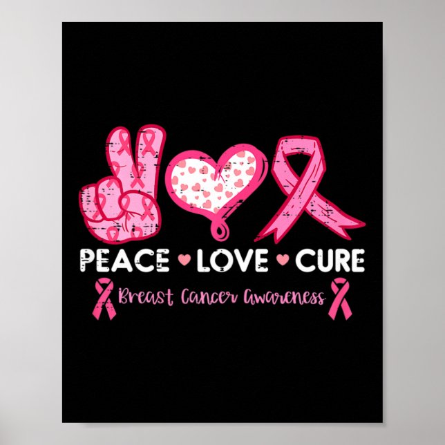 Kärlek Cure Breast Cancer Awareness Fight Survivor Poster (Framsidan)
