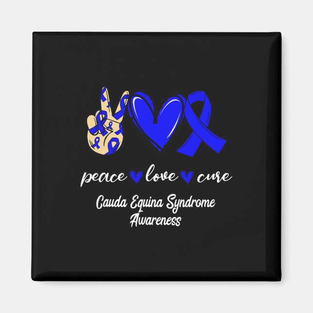 Kärlek Cure Cauda Equina Syndrome Blue Awareness Magnet (Framsidan)