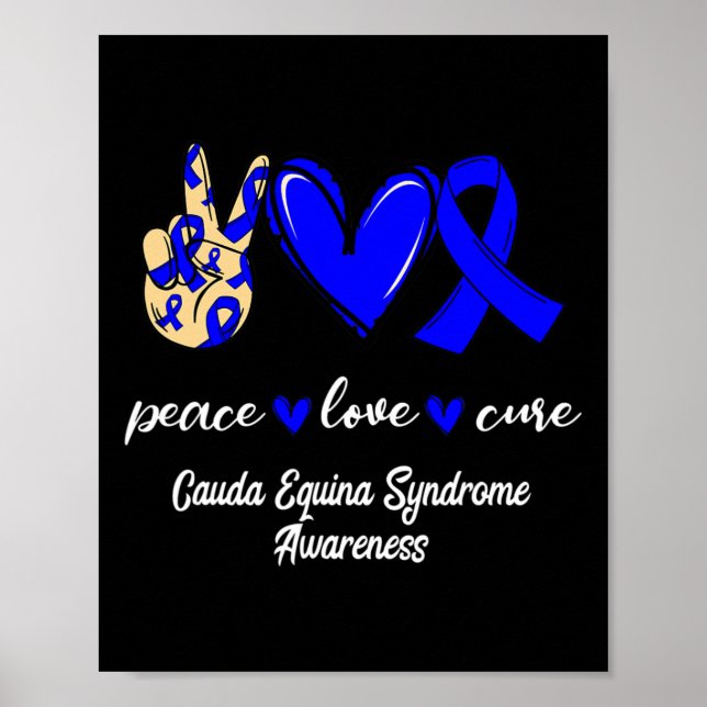 Kärlek Cure Cauda Equina Syndrome Blue Awareness Poster (Framsidan)