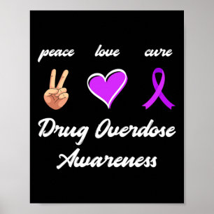Kärlek Cure Drug Lila Ribbon Överdoseringsmedveten Poster
