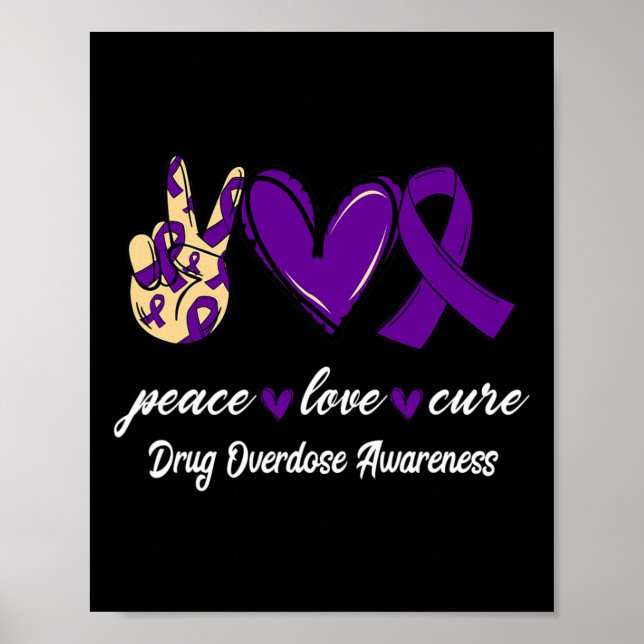 Kärlek Cure Drug Overdose Lila Ribbon Awareness Poster (Framsidan)