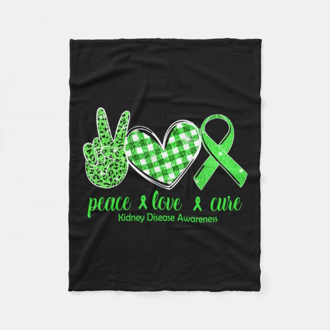 Kärlek Cure Grönt Ribbon Kidney Disease Awareness Fleecefilt (Framsidan)