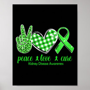 Kärlek Cure Grönt Ribbon Kidney Disease Awareness Poster