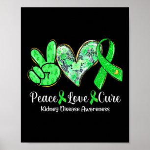 Kärlek Cure Grönt Ribbon Kidney Disease Awareness Poster