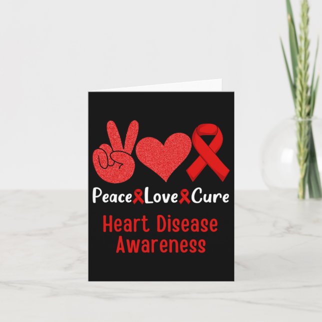 Kärlek Cure Heart Disease Awareness Månad Manar Kv Kort (Framsida)