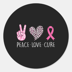 Kärlek Cure Heart Rosa Ribbon Breast Cancer Awaren Runt Klistermärke