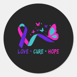 Kärlek Cure Hope Cervical Cancer Warrior Butterfly Runt Klistermärke
