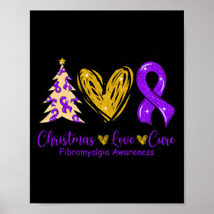 Kärlek Cure Lila Ribbon Fibromyalgia Awareness 1 1 Poster