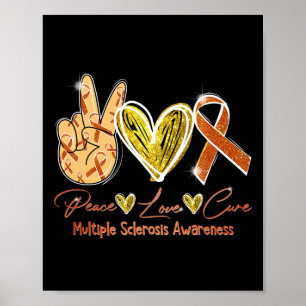 Kärlek Cure Många Sclerosis Awareness Orange Ribb Poster