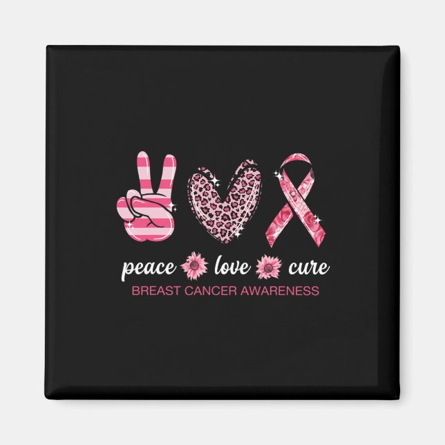 Kärlek Cure Rosa Ribbon Breast Cancer Awareness 2 Magnet (Framsidan)