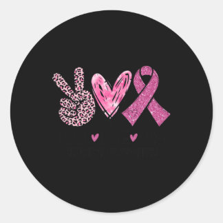 Kärlek Cure Rosa Ribbon Breast Cancer Awareness Wo Runt Klistermärke