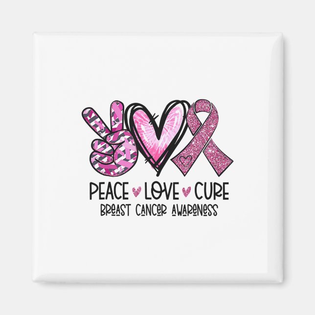 Kärlek Cure Rosa Ribbon Cancer Breast Awareness 1 Magnet (Framsidan)