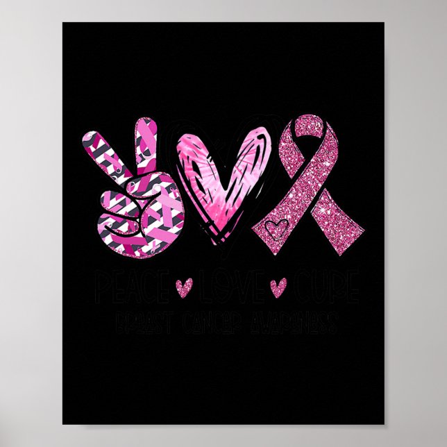 Kärlek Cure Rosa Ribbon Cancer Breast Awareness 1 Poster (Framsidan)