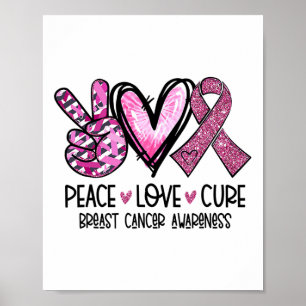 Kärlek Cure Rosa Ribbon Cancer Breast Awareness 1 Poster