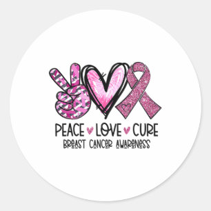 Kärlek Cure Rosa Ribbon Cancer Breast Awareness 1 Runt Klistermärke