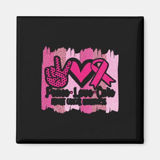 Kärlek Cure Rosa Ribbon Cancer Breast Awareness 2 Magnet (Framsidan)