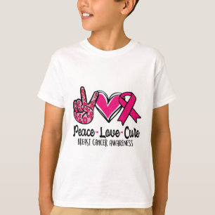 Kärlek Cure Rosa Ribbon Cancer Breast Awareness 3 T Shirt