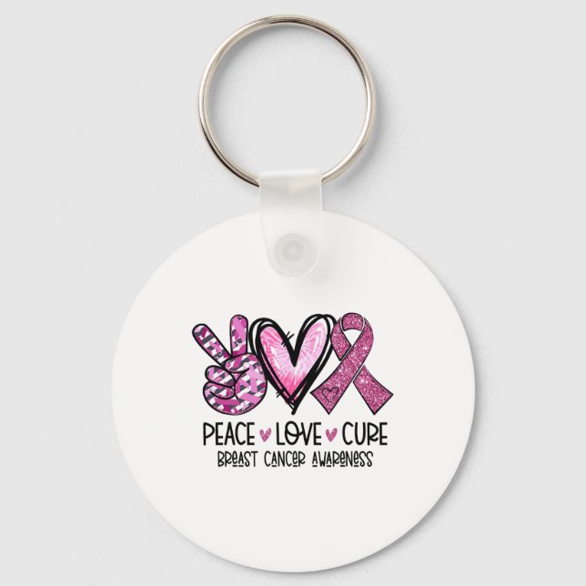 Kärlek Cure Rosa Ribbon Cancer Breast Awareness Nyckelring (Framsida)